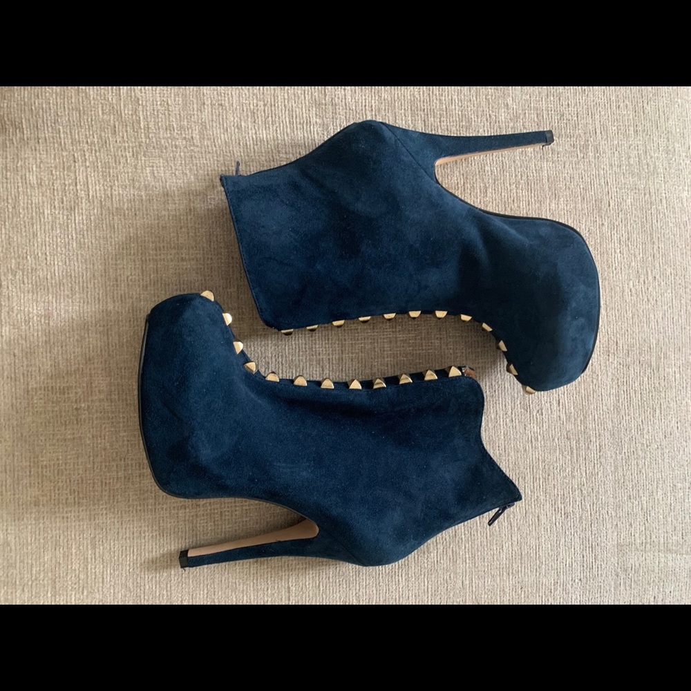 Ravel Blue Suede Studded Booties (RARE)
